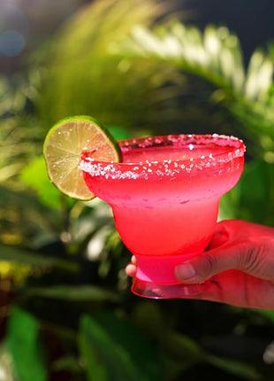 HOST FREEZE Margarita Cocktail Glasses, Frozen Cup Double Wall Plastic Margarita Glasses Drinking Set Modern Drinking Glasses 12oz Punch Pink Set of 2