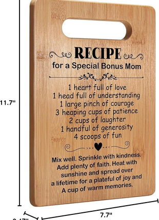 Popular Birthday Gifts for Bonus Mom, Cutting Board Gift for Bonus Mom, Cute Bonus Mom Gifts from Daughter Son, Bonus Mom Gift for Mother's Day