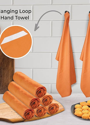 Urban Villa Halloween Kitchen Towels Set of 6 Dish Towels for Kitchen 100% Cotton Orange Color Dish Cloths 20''X30'' Multi-Purpose Kitchen Hand Towels Highly Absorbent Kitchen Towels with hanging Loop