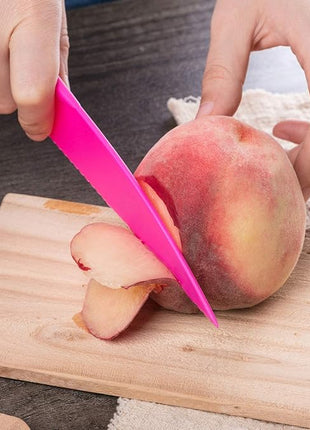 JOVITEC 8 Pcs Kid Cooking Kitchen Knife Set, Plastic Serrated Edges Children's Safe Chef Nylon Knives for Cutting Fruit Bread Cake Salad Lettuce Kids Cooking Supply(Multi Colors Square Knife)