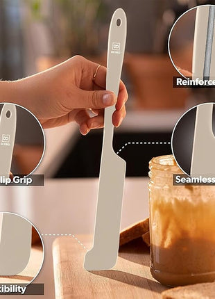DI ORO Silicone Jar Spatulas for Scraping - Rubber Spatulas Silicone Heat Resistant - Kitchen Spatulas Nonstick Cookware Safe - Silicone Utensil Set for Blenders, Mixing, Baking, & Makeup (5pc, Clay)