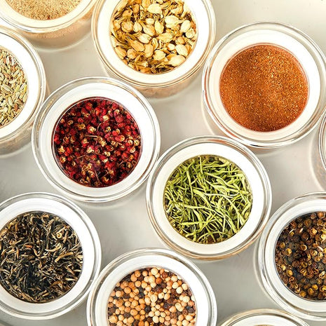 ZENS 10oz Glass Jars with Airtight Lid, 4 Pack Glass Kitchen Canisters Set for Spice, Loose Tea, Small Clear Glass Storage Jars with Labels for Herbs, Sugar