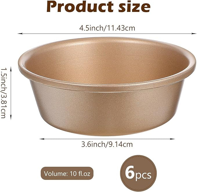 6PCS Air Fryer Jumbo Muffin Cupcake Pans, Mini Pie Pan, 4 Inch Hamburger Bun Mold, Non-Stick Air Fryer Egg Baking Pan Individual Mini Cake Pans for Baking