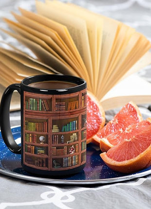 2IMT Books Mug Librarian Gifts for Book Lovers Women - Library Coffee Mug Book Club Gifts for Women - Reading Bookish Items Bookworm Librarian Lovers for Readers Writer Black 15oz