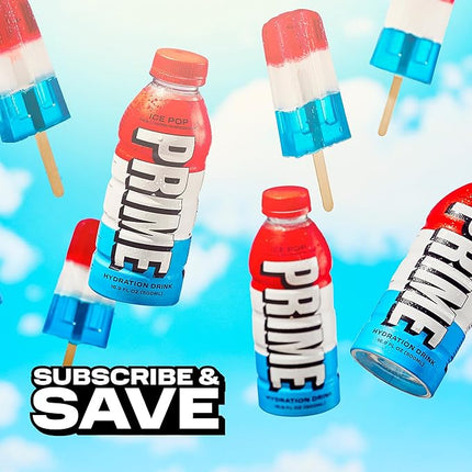 PRIME Hydration ICE POP, Sports Drinks, Electrolyte Enhanced for Replenishing Fluids, 250mg BCAAs, B Vitamins, Antioxidants, Low Sugar, 16.9 Fl Oz, 12 Pack