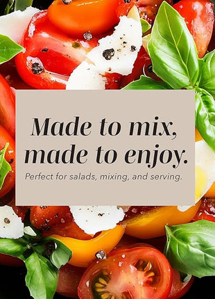 COOK WITH COLOR Mixing Bowls with Lids - 12 Piece Plastic Nesting Bowls Set includes 6 Prep Bowls and 6 Lids, Non Slip Bottom and Embossed Design - Microwave Safe (Cream)