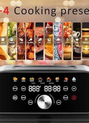 5QT Compact Air Fryer, 9-in-1 with Smart Digital Color TouchScreen Air Fryers View Window, Air Fry, Roast, Bake, Broil, Reheat, Dehydrate, 12 Presets,Less Oil Nonstick & Dishwasher Safe Basket