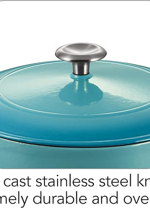 Tramontina Bestow Enameled Cast Iron Dutch Oven Pot with Lid, Round 5.5-quart, Medium Blue
