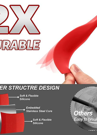 Anaeat Silicone Spatula Set of 5 - Seamless One-Pieces Design, Non-Stick Rubber Spatulas BPA Free Kitchen Scraper Flexible for Easy Baking, Cooking, Scraping & Mixing, Heat Resistant & Dishwasher Safe