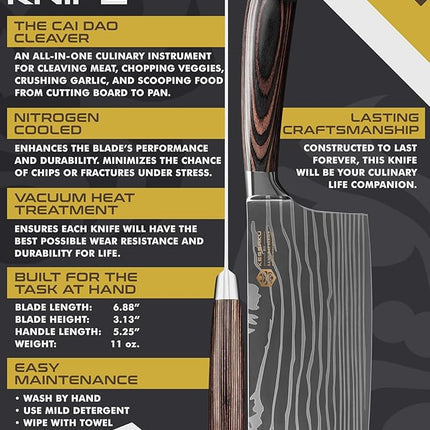 KESSAKU Meat Cleaver Butcher Knife - 7 inch - Samurai Series - Heavy Duty - Razor Sharp - Forged 7Cr17MoV High Carbon Stainless Steel - Wood Handle with Blade Guard