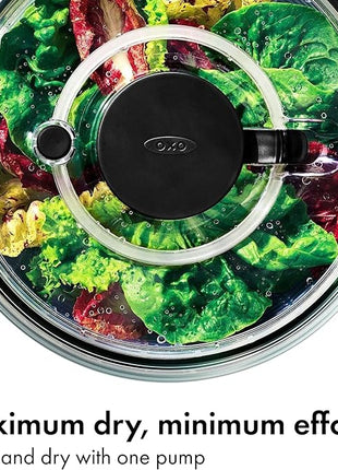OXO Good Grips Glass Salad Spinner - Large 6.22-Qt Lettuce & Fruit Washer, Borosilicate Glass Bowl, BPA-Free, Easy Pump