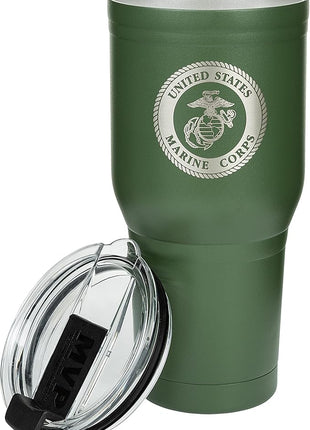30 oz USMC OD Green Coffee Tumbler - Double Wall Vacuum Insulated Stainless Steel Marine Corps Travel Mug – USMC 30oz Green