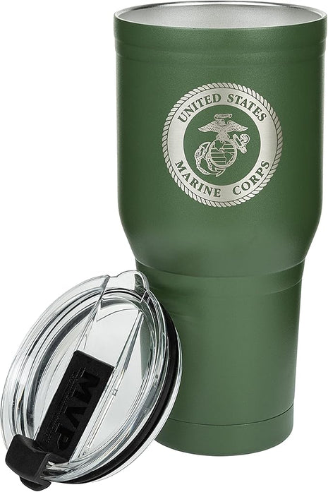 30 oz USMC OD Green Coffee Tumbler - Double Wall Vacuum Insulated Stainless Steel Marine Corps Travel Mug – USMC 30oz Green