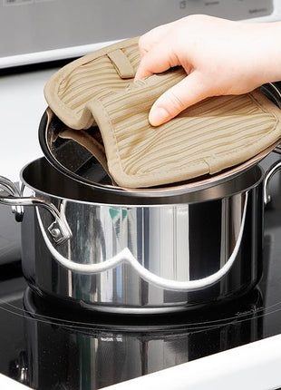 All-Clad Premium Pot Holder & Hot Pad: Heat Resistant to 500 Degrees - 100% Cotton, 10"x6.25" Hot Pad for Kitchen and Barbeque, 4-Pack, Cappuccino