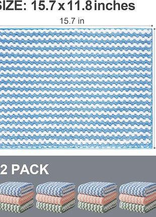 JOYMOOP 12 Pack Microfiber Cleaning Cloth, Larger Kitchen Towels, Dish Rags for Dish Drying Washing, Absorbent Streak Free Lint Free Rags for Cleaning - 11.81" x 15.75"