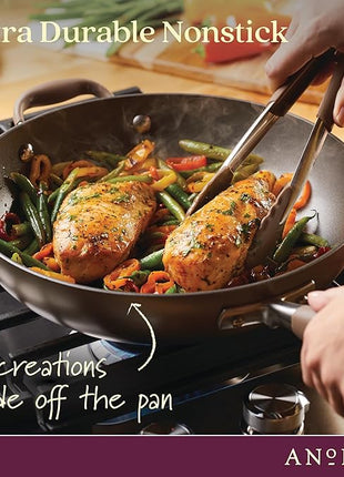 Anolon Advanced Home Hard Anodized Nonstick Deep Frying Skillet with Lid, 12-Inch Ultimate Pan, Bronze