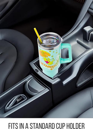 Silver Buffalo Disney Winnie the Pooh “Dreamy Days” Retro Art Stainless Steel Tumbler with Handle and Straw, Fits in Standard Cup Holder, 40 Ounces (Pack of 12)