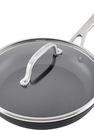 KitchenAid Hard Anodized Induction Nonstick Fry Pan/Skillet with Lid, 10 Inch, Matte Black