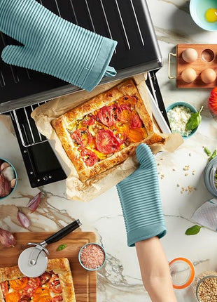 KITCHENAID Ribbed Soft Silicone Oven Mitt 2-Pack Set, 7.5"x13", Mineral Water Aqua