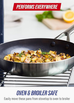 Blue Diamond 15 Piece Stainless Steel Tri-Ply Cookware Pots and Pans Set, Induction Compatible, Diamond Infused PFAS-Free Ceramic Nonstick, Dishwasher & Metal Utensil Safe, Scratch Resistant, Silver