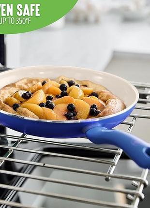 GreenLife Non Stick Fry Pan Set (7" & 10"), Non-Toxic PFAS-Free Ceramic Skillets, Dishwasher & Oven Safe, Egg Omelet Frying Pans, Stay- Cool Handles, Kitchen Home Cooking Essentials, Blue