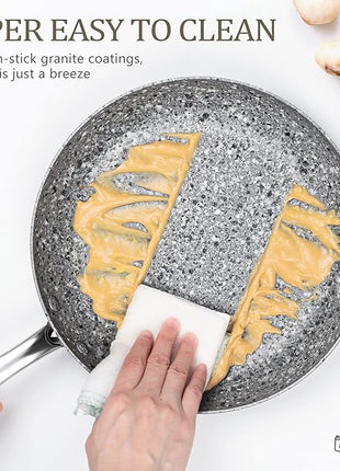 MICHELANGELO Pots and Pans Set 10 Piece, Cookware Set with Granite Coatings for Super Nonstick Result Essential Stone Cookware Sets with Utensil Set, Induction Compatible, PFOA Free