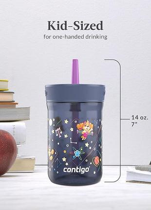 Contigo Kids Leighton Spill-Proof Paw Patrol Tumbler with Straw, 14oz, Space Zodiac, Purple