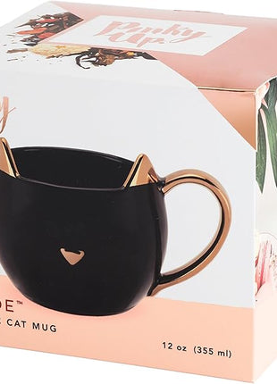 Pinky Up Chloe Black Cat Ceramic Coffee Mugs, Hot Tea Cups, Cute Travel Mug, Latte Cup, Drinking Glasses for Chocolate, Milk, Cocktails, Mocktails, Home Kitchen, 12 oz, Set of 1