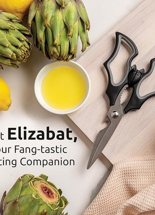 OTOTO Elizabat Kitchen Scissors - Halloween Goth Cute Bat Kitchen Shears, Gothic Scissors Utensils - Spooky Bats Halloween Gifts, Cute Gadgets