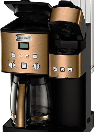 Cuisinart Single Serve + 12 Cup Coffee Maker, Offers 3-Sizes: 6-Ounces, 8-Ounces and 10-Ounces, Stainless Steel, SS-15CP, Copper