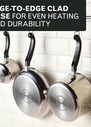 Farberware Classic Series Stainless Steel Pots and Pans with Baking Sheet Pan, Cooking Tools, and Lids, Induction Ready, Dishwasher Safe, 10 Piece Cookware Set, Metal Utensil Safe - Stainless Steel