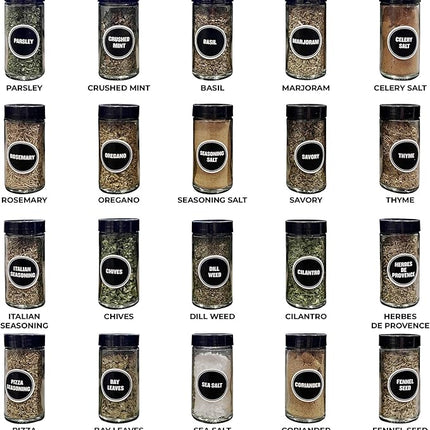 Spicy Shelf with 20 Jars of Spices inclded - Expandable Spice Rack and Stackable Cabinet & Pantry Organizer - Cabinet Spice Racks for inside Cabinets