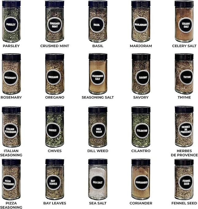 Spicy Shelf with 20 Jars of Spices inclded - Expandable Spice Rack and Stackable Cabinet & Pantry Organizer - Cabinet Spice Racks for inside Cabinets