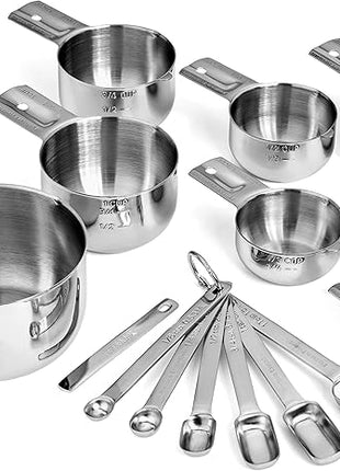 Hudson Essentials Stainless Steel Measuring Cups and Spoons Set (15 Piece Set)