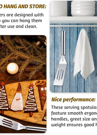 CHENGU 4 Pcs Mini Brownies Serving Spatula Stainless Steel Nonstick Serve Turner Cookie Slotted Spatula for Kitchen Cutting and Serving Desserts Small Frying Pan Cookie (3 Styles, 3 Styles)