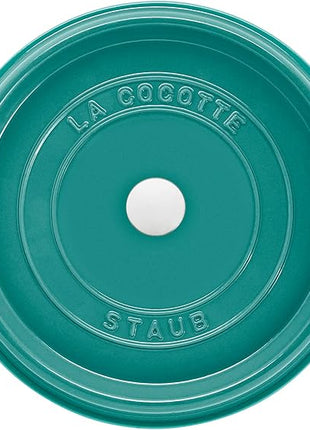STAUB Cast Iron 7-qt Round Cocotte, Serves 7-8, Turquoise