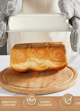 HONGBAKE Bakeware Sets, Baking Pans Set, Nonstick Oven Pan for Kitchen with Wider Grips, 10-Piece Including Rack, Cookie Sheet, Cake Pans, Loaf Pan, Muffin Pan, Pizza Pan -Cream