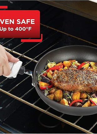 T-fal Ultimate Hard Anodized Nonstick Fry Pan Set 2 Piece, 8, 10 Inch, Oven Broiler Safe 400F, Kitchen, Cookware, Pots and Pans Set Non Stick, Frying Pans, Dishwasher Safe, Black