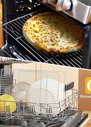 P&P CHEF Baking Cooling Rack Set for Cooking Roasting, 4-Piece Stainless Steel Wire Racks for Oven Use, Healthy & Dishwasher Safe, Rectangle, 15.3 Inch