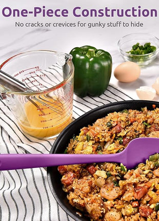 Heat Resistant Silicone Spatula Set: U-Taste 600ºF High Temp Seamless Food Grade Utensil, Flexible Rubber Silicon Kitchen Cooking Mixing Baking Scraper for Nonstick Cookware Set of 4 (Purple)