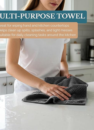 Casa Platino 8PC Cotton Kitchen Towels, 16"x26", Summer Grey Kitchen Towels