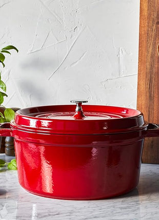 Staub Cast Iron 7-qt Round Cocotte - Cherry, Made in France