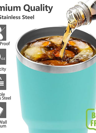 Toopify 30 oz Stainless Steel Insulated Tumbler Travel Mug with Straw Slider Lid, Cleaning Brush, Double Wall Vacuum (30 Mint)