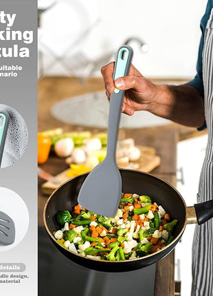 To encounter 5 Pieces Silicone Spatula Set, Non-Stick Silicone Turner Spatulas, Heat Resistance Cooking Utensils, Flip Turner for Fish, Egg, Pancake,Dishwasher Safe, Light Grey