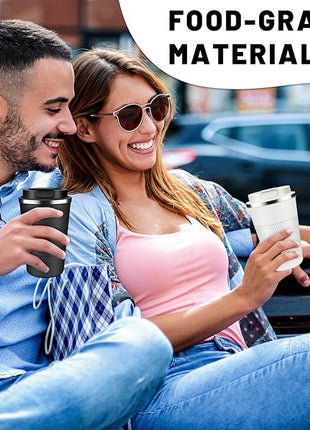 Insulated Coffee Tumblers with Flip Lid 12oz / 17oz, Stainless Steel Travel Coffee Mug Leak Proof, Vacuum Insulated Coffee Mug Reusable Cup, Keeps Cold and Hot for Coffee Tea