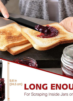 Anaeat 4 Piece Silicone Spatula Set - Seamless One-Pieces Design - Non Stick Rubber Spatulas Kitchen Scraper for Baking, Cooking, Scraping & Mixing, Heat Resistant & BPA Free & Dishwasher Safe (Black)