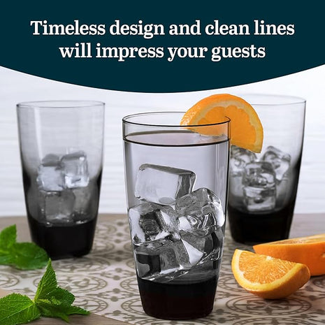 Libbey Classic Smoke Tumbler Glasses, Set of 12