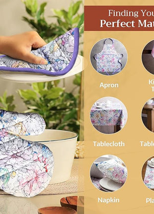 Maison d' Hermine Pot Holders 100% Cotton Heat Resistant Potholders 8" x 8" Hot Pads with Loop BBQ, Cooking, Baking, Grilling, Kitchen, Handling Hot Pans Spring/Summer (Pack of 1, Floral Love)