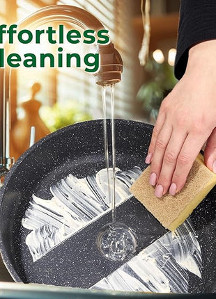 JUST PERFECTO Kitchen Pots and Pans Set with Lids Non Stick Induction Cookware Set Nonstick Frying Pans Set 14 Pcs Healthy Cooking Pots without PTFE and PFOA – Gray