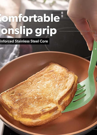 New DI ORO Silicone Turner Spatula Set - Kitchen Spatulas for Nonstick Cookware - Cooking Utensils for Flipping Eggs & Pancakes - 600°F Heat-Resistant BPA Free Turners - Dishwasher Safe (4pc, Sage)